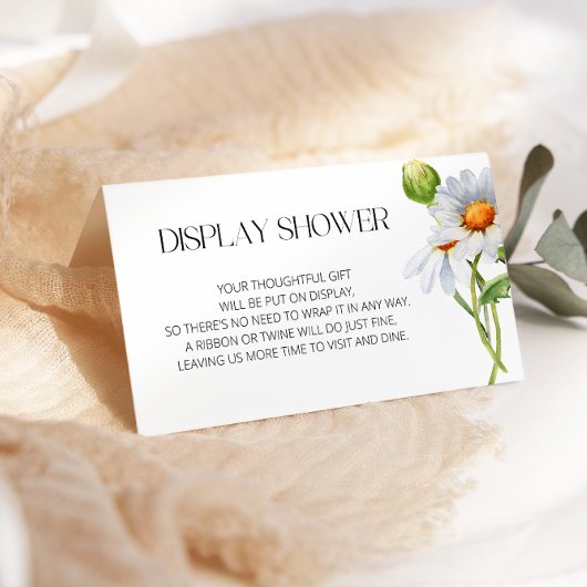 Minimalistische Watercolol Daisy Display douche Informatiekaartje