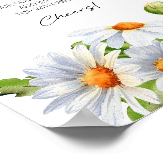 Minimalistische Watercolol Daisy Mimosa Bar Teken Poster (Hoek)