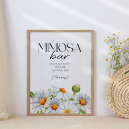 Minimalistische Watercolol Daisy Mimosa Bar Teken Poster