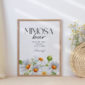 Minimalistische Watercolol Daisy Mimosa Bar Teken Poster