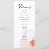 Minimalistische + Watercolor Bloemen Bruiloft Programmakaart (Achterkant)