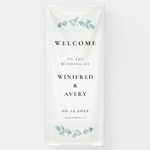 Minimalistische Watercolor Groene Huwelijksbegroet Spandoek