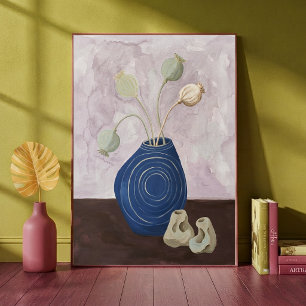 Minimalistische Watercolor Klaproos Zaadpeulen Kun Poster