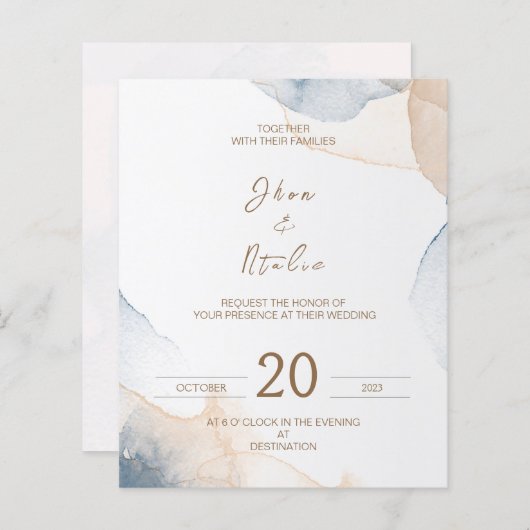 Minimalistische waterkleur uitnodigingen (aanpasba (Voorkant / Achterkant)