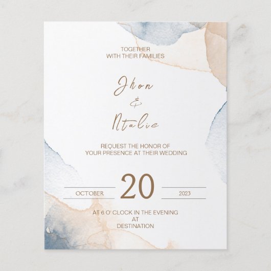 Minimalistische waterkleur uitnodigingen (aanpasba (Voorkant)