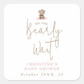 Minimalistische Waterverf Babybeer Babyshower Vierkante Sticker (Voorkant)