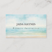 Minimalistische Waterverf Beach Ocean Chic Eenvoud Visitekaartje (Voorkant)