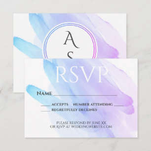 minimalistische waterverf blauw paarse RSVP-kaart RSVP Kaartje
