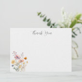 Minimalistische Waterverf Bloemen Dank u Bedankkaart (Staand voorkant)