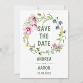 Minimalistische Waterverf Bloemenkrans 5x7" Save The Date (Voorkant)