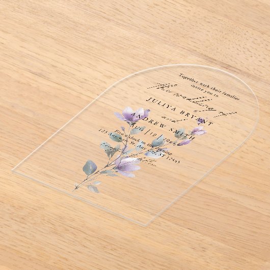 Minimalistische waterverf bloemenscript bruiloft acryl uitnodigingen (Laagn)