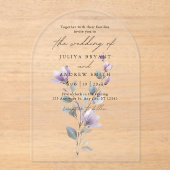 Minimalistische waterverf bloemenscript bruiloft acryl uitnodigingen (Voorkant)