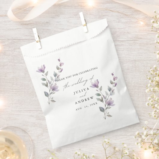 Minimalistische waterverf bloemenscript bruiloft bedankzakje (Geknipt)