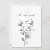 Minimalistische waterverf bloemenscript bruiloft kaart (Voorkant)