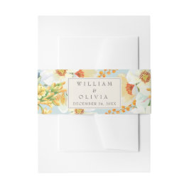 Minimalistische waterverf bloemenzwarte bruiloft uitnodigingen wikkel