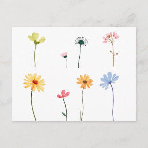 Minimalistische Waterverf bloesemsilhouetten Briefkaart