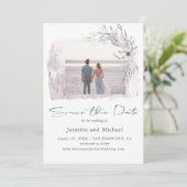 Minimalistische waterverf Blush Foto Save The Date (Staand voorkant)