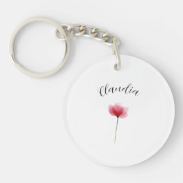 Minimalistische waterverf botanische bloem trendy sleutelhanger