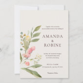 Minimalistische Waterverf Botanische bruiloft Kaart (Voorkant)