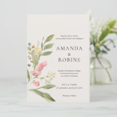 Minimalistische Waterverf Botanische bruiloft Kaart (Staand voorkant)