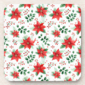 Minimalistische Waterverf Botanische Poinsettia Bier Onderzetter (Voorkant)