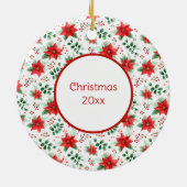 Minimalistische Waterverf Botanische Poinsettia Keramisch Ornament (Achterkant)