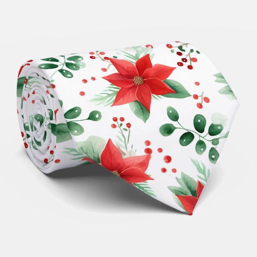 Minimalistische Waterverf Botanische Poinsettia Stropdas (Opgerold)