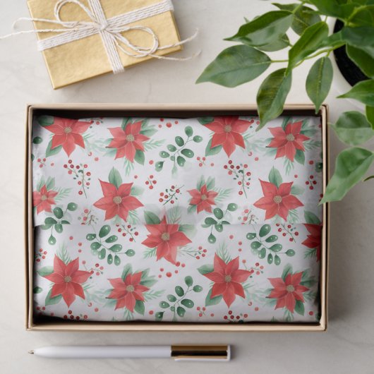 Minimalistische Waterverf Botanische Poinsettia Tissuepapier (Geschenk)