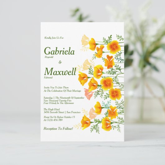 Minimalistische waterverf Californische klaproos b Kaart (Staand voorkant)