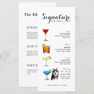 Minimalistische waterverf cocktail signatuur drank menu