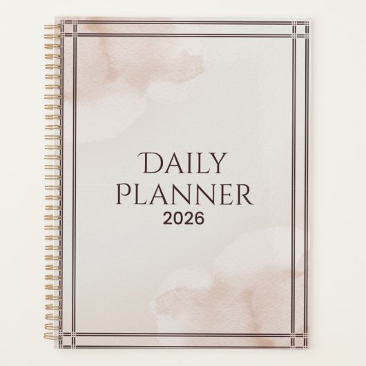 Minimalistische waterverf 'Dagelijkse Planner 2026 (Voorkant)