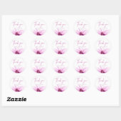 Minimalistische waterverf 'Dank je wel' met roze b Ronde Sticker (Vel)