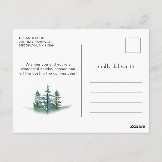 Minimalistische Waterverf dennenboom kerstgroet Briefkaart (Achterkant)