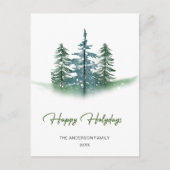 Minimalistische Waterverf dennenboom kerstgroet Briefkaart (Voorkant)