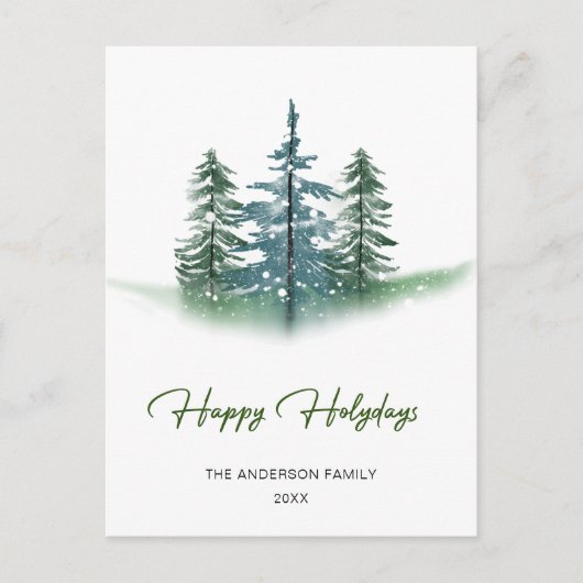 Minimalistische Waterverf dennenboom kerstgroet Briefkaart (Voorkant)