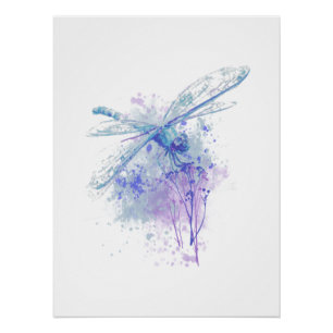 Minimalistische Waterverf Dragonfly Farmhouse Prin Perfect Poster