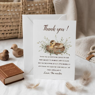 Minimalistische Waterverf Eendje Baby Shower Bedan Bedankkaart