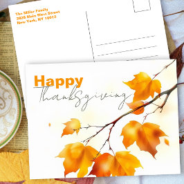 Minimalistische Waterverf Esdoornblad Thanksgiving Briefkaart