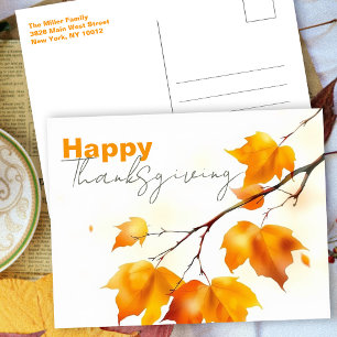 Minimalistische Waterverf Esdoornblad Thanksgiving Briefkaart