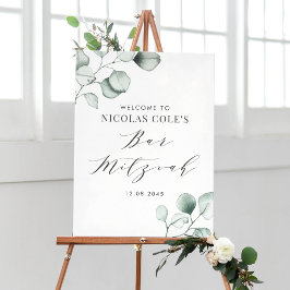 Minimalistische waterverf Eucalyptus Bar Mitswa Poster