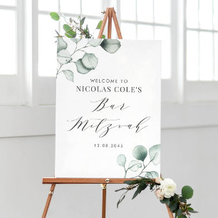 Minimalistische waterverf Eucalyptus Bar Mitswa Poster