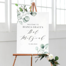 Minimalistische waterverf Eucalyptus Bat Mitzvah