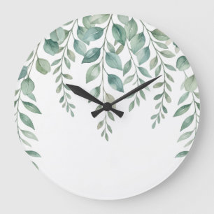 Minimalistische Waterverf Eucalyptus Cascadende Mo Grote Klok