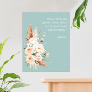 Minimalistische Waterverf Floral Custom Quote Post Poster