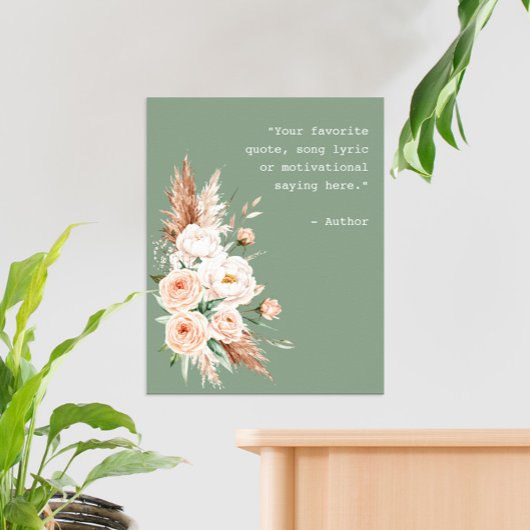 Minimalistische Waterverf Floral Custom Quote Post Poster