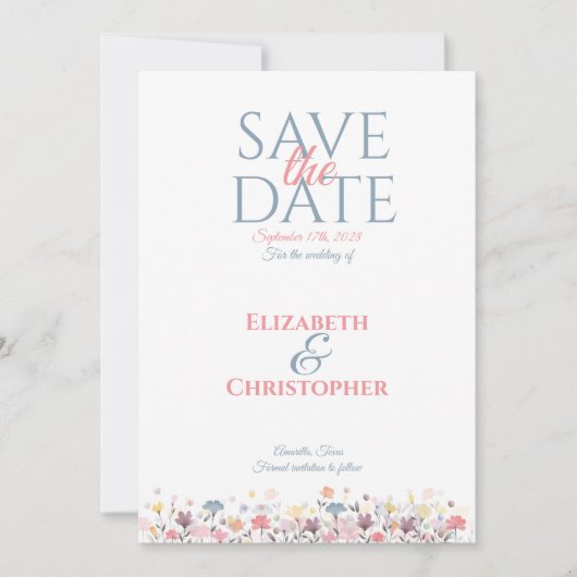 Minimalistische Waterverf Floral Save The Date (Voorkant)