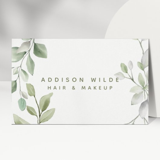 Minimalistische Waterverf Greenery Make-up Artist Visitekaartje