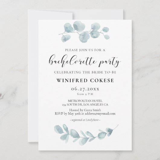 Minimalistische waterverf groen Bachelorette Party Kaart (Voorkant)