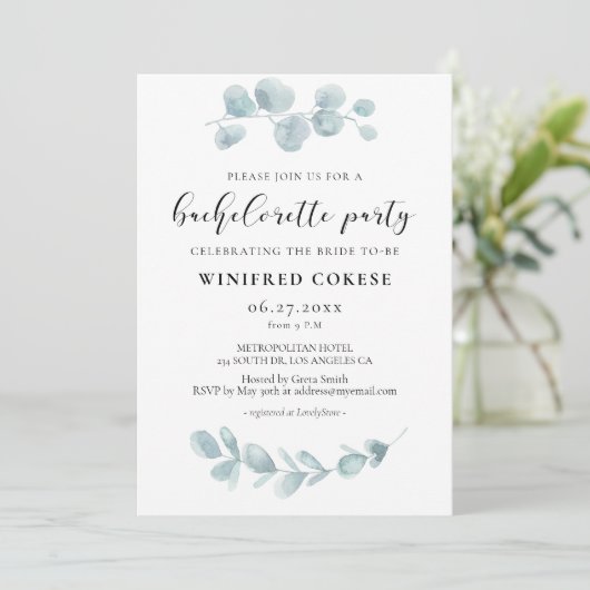 Minimalistische waterverf groen Bachelorette Party Kaart (Staand voorkant)