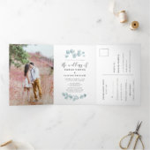 Minimalistische waterverf groen bruiloft alles in drieluik uitnodiging (Binnen)